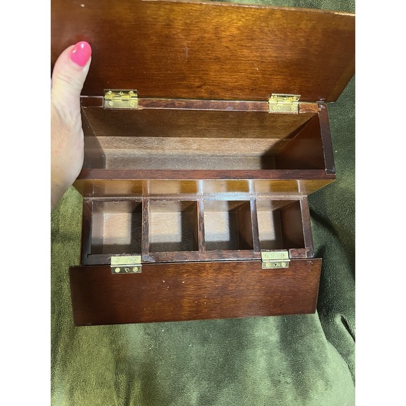 Wooden Desk Organizer Trinket Jewelry Letter Box 9" x 5" x 5.5" (1973) - Picture 6 of 12